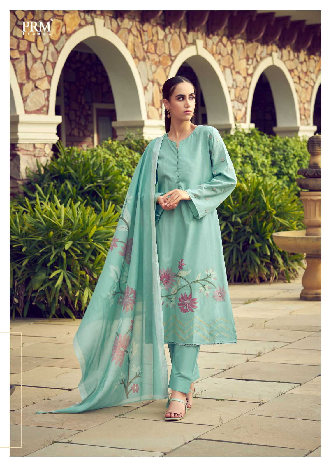 The Elnaz Collection By Prm Fancy Work Lawn Cotton Dress Material Wholesale Market In Surat